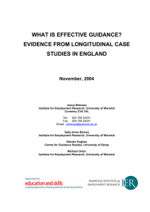 WHAT IS EFFECTIVE GUIDANCE? EVIDENCE FROM LONGITUDINAL CASE STUDIES IN ENGLAND