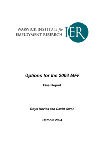 Options for the 2004 MFF  Final Report Rhys Davies and David Owen