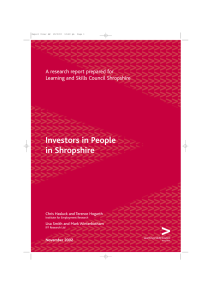 Investors in People in Shropshire A research report prepared for