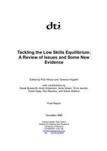 Tackling the Low Skills Equilibrium: Evidence
