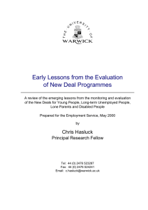 Early Lessons from the Evaluation of New Deal Programmes