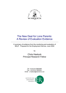 The New Deal for Lone Parents: A Review of Evaluation Evidence