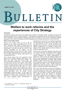 Welfare to work reforms and the experiences of City Strategy