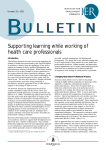 Supporting learning while working of health care professionals Number 59 • 2001