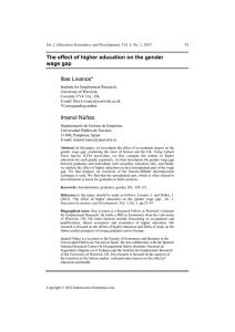 The effect of higher education on the gender wage gap Ilias Livanos*