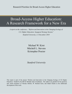 Broad-Access Higher Education: A Research Framework for a New Era