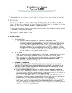 Graduate Council Minutes February 18, 2005