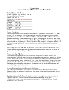 Political Science 1010 Honors Middle Tennessee State University, Fall 2015