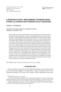 A RESEARCH NOTE: REEXAMINING TRANSNATIONAL ETHNIC ALLIANCES AND FOREIGN POLICY BEHAVIOR