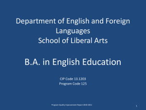 B.A. in English Education Department of English and Foreign Languages