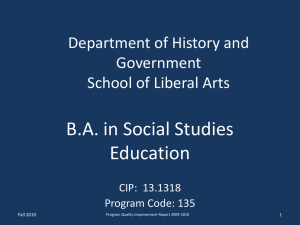 B.A. in Social Studies Education Department of History and Government