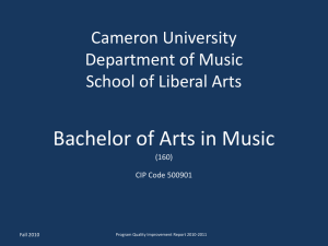 Bachelor of Arts in Music Cameron University Department of Music