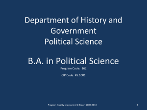 B.A. in Political Science Department of History and Government Political Science