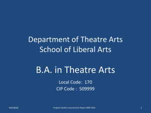 B.A. in Theatre Arts Department of Theatre Arts School of Liberal Arts