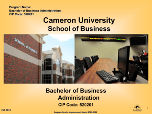 Cameron University School of Business Bachelor of Business Administration