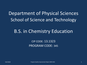 Department of Physical Sciences B.S. in Chemistry Education 13.1323