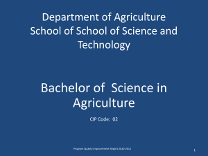 Bachelor of  Science in Agriculture Department of Agriculture