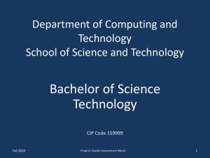 Bachelor of Science Technology Department of Computing and School of Science and Technology