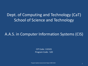 Dept. of Computing and Technology (CaT) School of Science and Technology