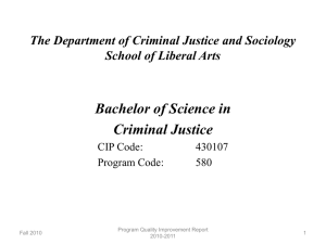 Bachelor of Science in Criminal Justice School of Liberal Arts