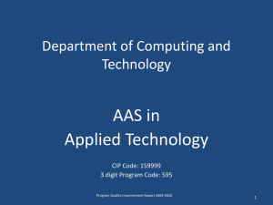 AAS in Applied Technology Department of Computing and Technology