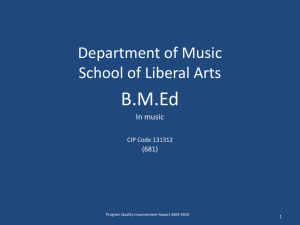 B.M.Ed Department of Music School of Liberal Arts In music