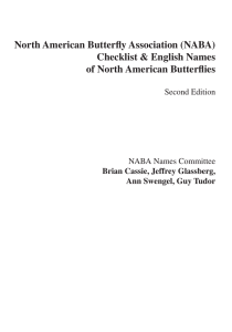 North American Butterfly Association (NABA) Checklist &amp; English Names