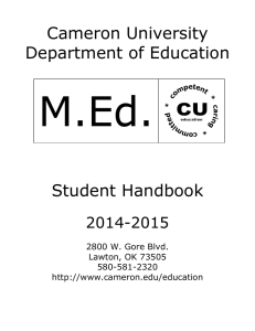 M.Ed. Cameron University Department of Education