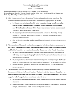 Academic Standards and Policies Meeting Minutes of the January 11, 2013 Meeting