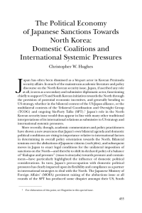 The Political Economy of Japanese Sanctions Towards North Korea: Domestic Coalitions and