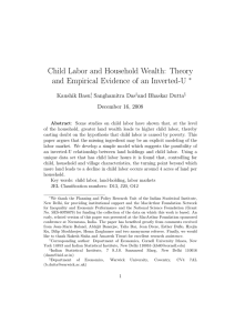 Child Labor and Household Wealth: Theory ∗ Kaushik Basu