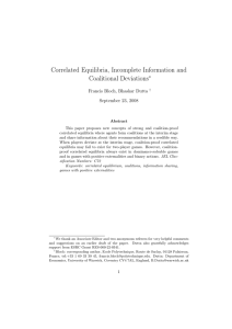 Correlated Equilibria, Incomplete Information and Coalitional Deviations ∗ Francis Bloch, Bhaskar Dutta