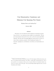 Cost Monotonicity, Consistency and Minimum Cost Spanning Tree Games October 2003