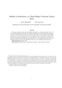 Bailouts in Federations: is a Hard Budget Constraint Always Best? ∗ Martin Besfamille