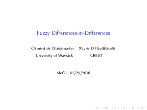 Fuzzy Dierences-in-Dierences Clément de Chaisemartin Xavier D'Haultf÷uille University of Warwick