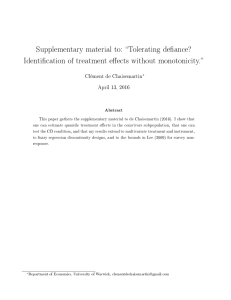 Supplementary material to: Tolerating deance? Identication of treatment eects without monotonicity.