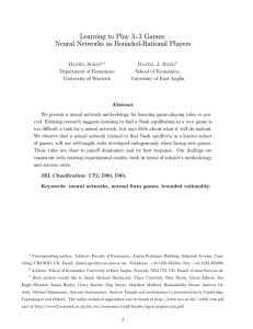 Learning to Play 3 3 Games: Neural Networks as Bounded-Rational Players