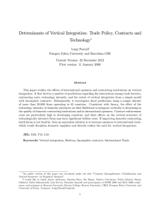 Determinants of Vertical Integration: Trade Policy, Contracts and Technology