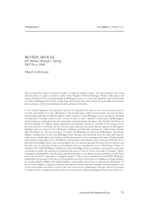 REVIEW ARTICLE Heidegger’s Topology MIT Press, 2006