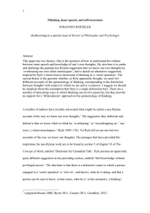 1 JOHANNES ROESSLER Review of Philosophy and Psychology