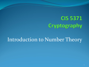 Introduction to Number Theory 1