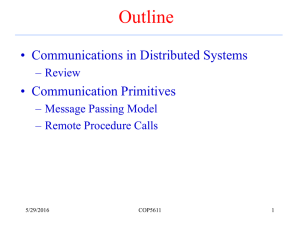 Outline • Communications in Distributed Systems • Communication Primitives – Review