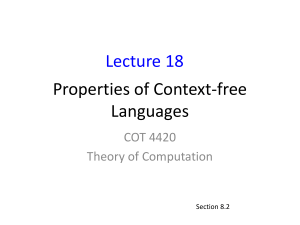 Properties of Context-free Languages Lecture 18 COT 4420