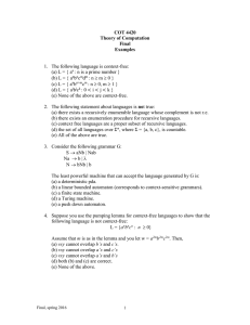 COT 4420 Theory of Computation Final Examples