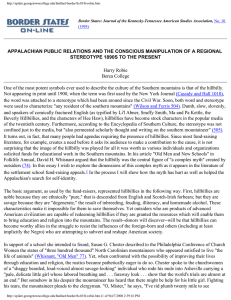 APPALACHIAN PUBLIC RELATIONS AND THE CONSCIOUS MANIPULATION OF A REGIONAL