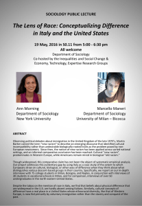 The Lens of Race: Conceptualizing Difference SOCIOLOGY PUBLIC LECTURE
