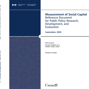 Measurement of Social Capital Reference Document for Public Policy Research, Development, and