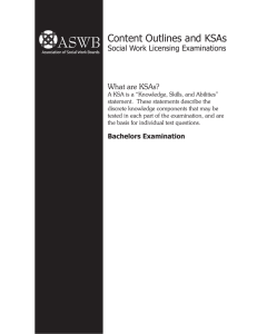 Content Outlines and KSAs Social Work Licensing Examinations What are KSAs?