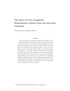 The power of (no) recognition: Experimental evidence from the university classroom