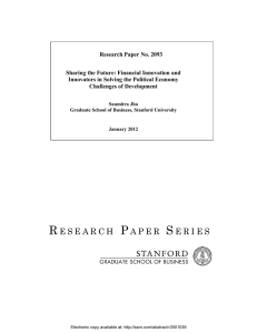 Research Paper No. 2093 Sharing the Future: Financial Innovation and